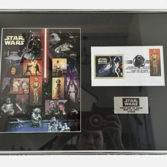 Other - Framed 2007 Star Wars 1st Day of Issue Stamp Sheet 67/200 18”x13”